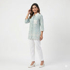 Mint Lace Charm Cotton Shirt Top