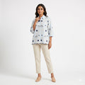 Sky Blossom Embroidered Cotton Shirt Top