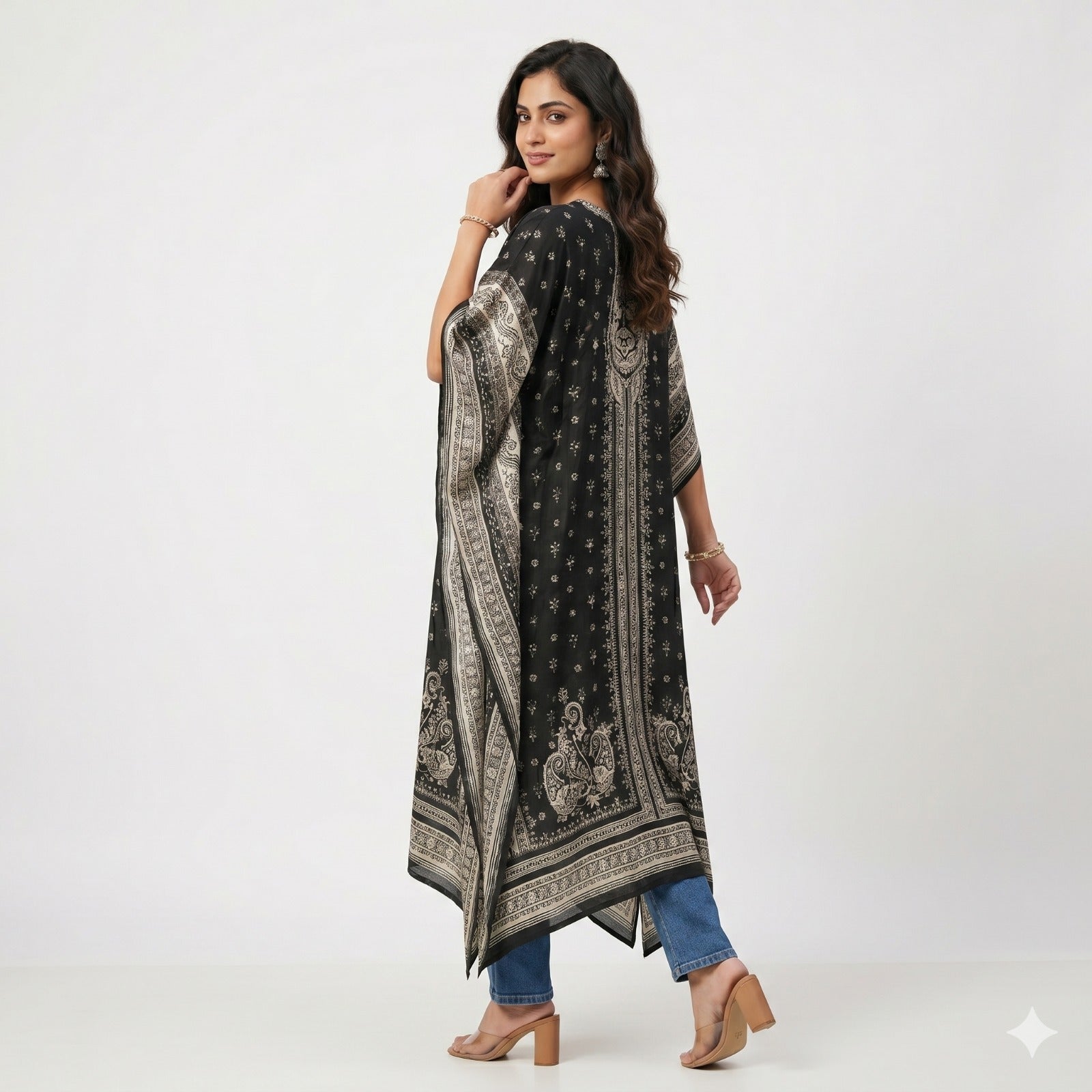 Midnight Elegance Shefon Kaftan Top