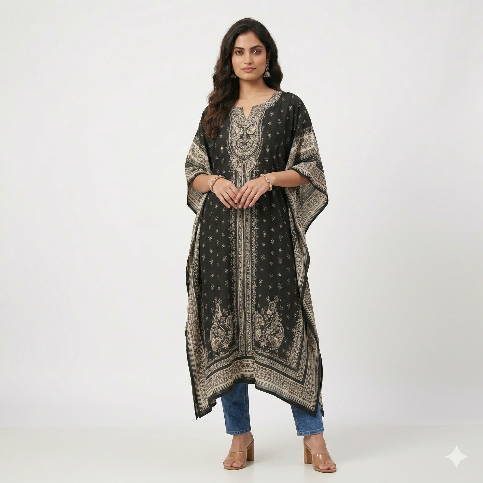 Midnight Elegance Shefon Kaftan Top