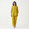Mustard Bloom Embroidered Cord-set
