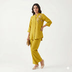 Mustard Bloom Embroidered Cord-set