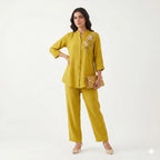 Mustard Bloom Embroidered Cord-set