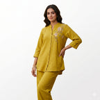 Mustard Bloom Embroidered Cord-set