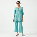 Sea Green Floral Muslin Cord-set