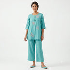 Sea Green Floral Muslin Cord-set