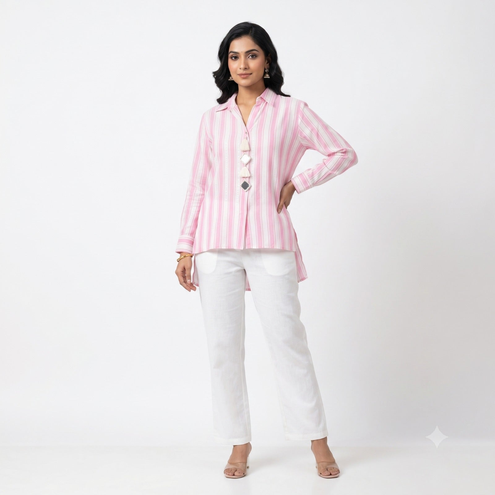 Pink Striped Cotton Cord-set