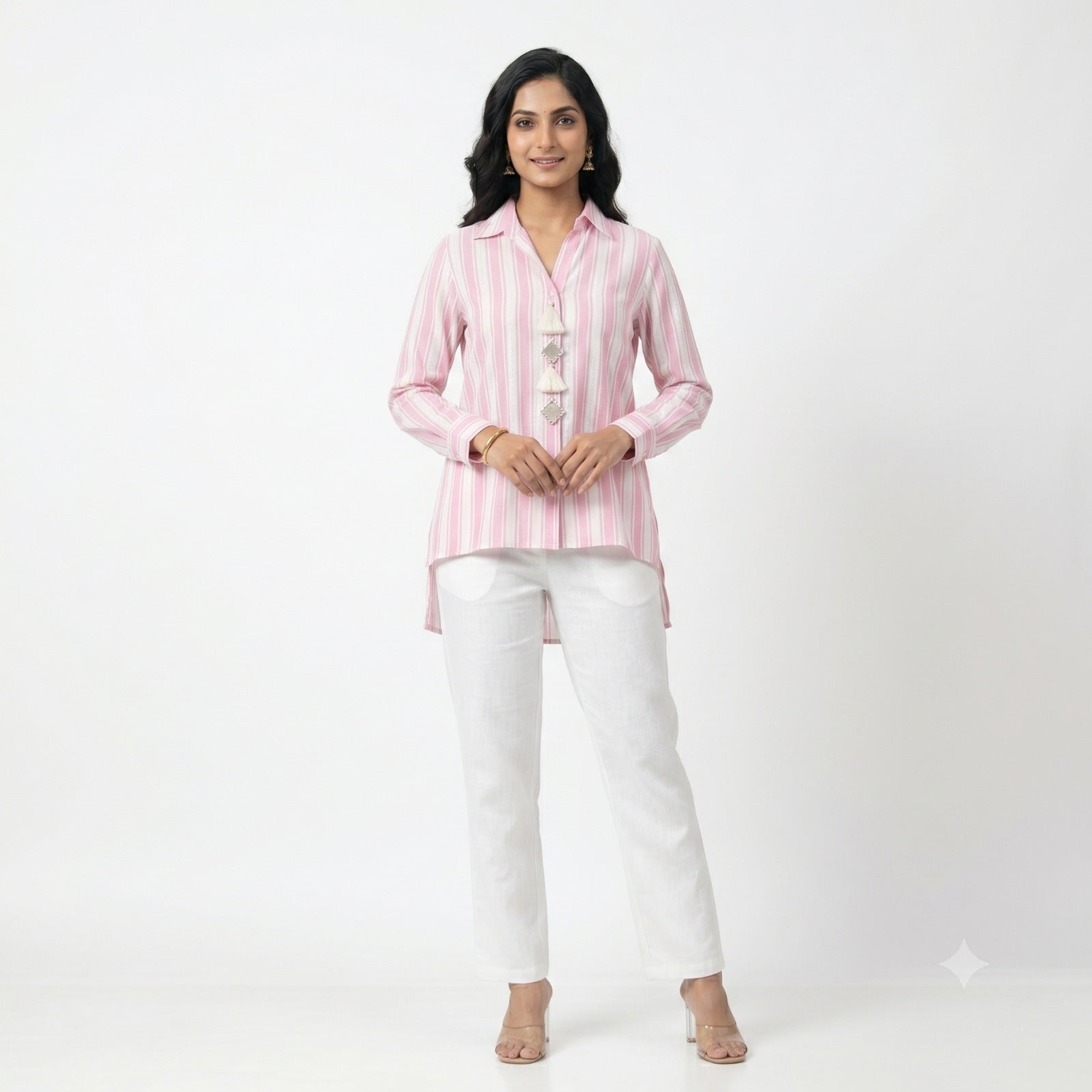 Pink Striped Cotton Cord-set