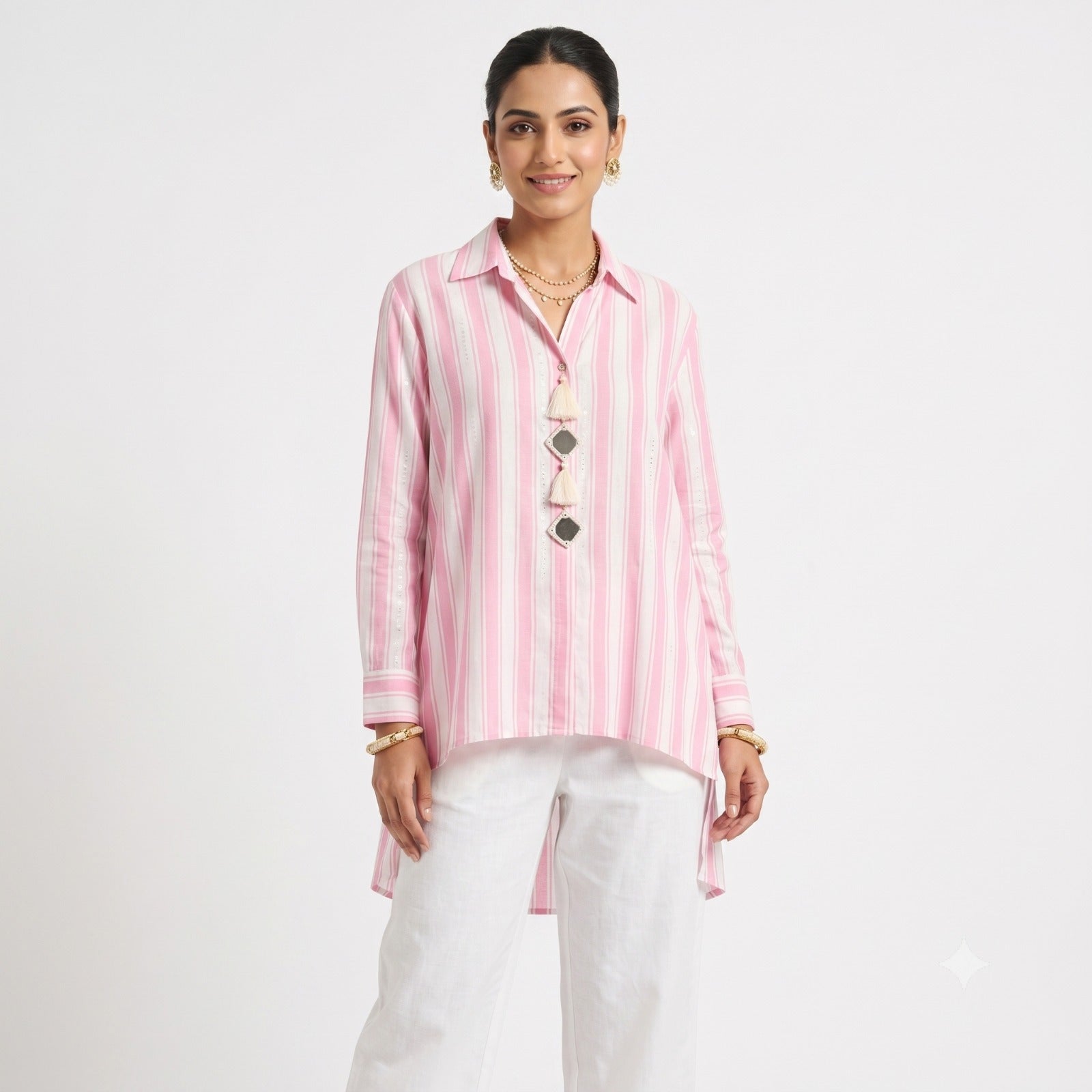 Pink Striped Cotton Cord-set