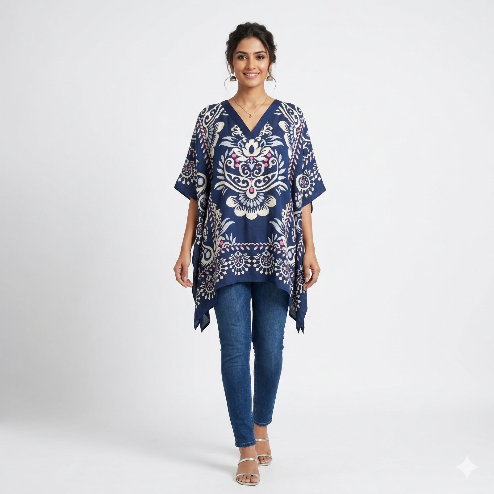 Midnight Mosaic Printed Kaftan Top