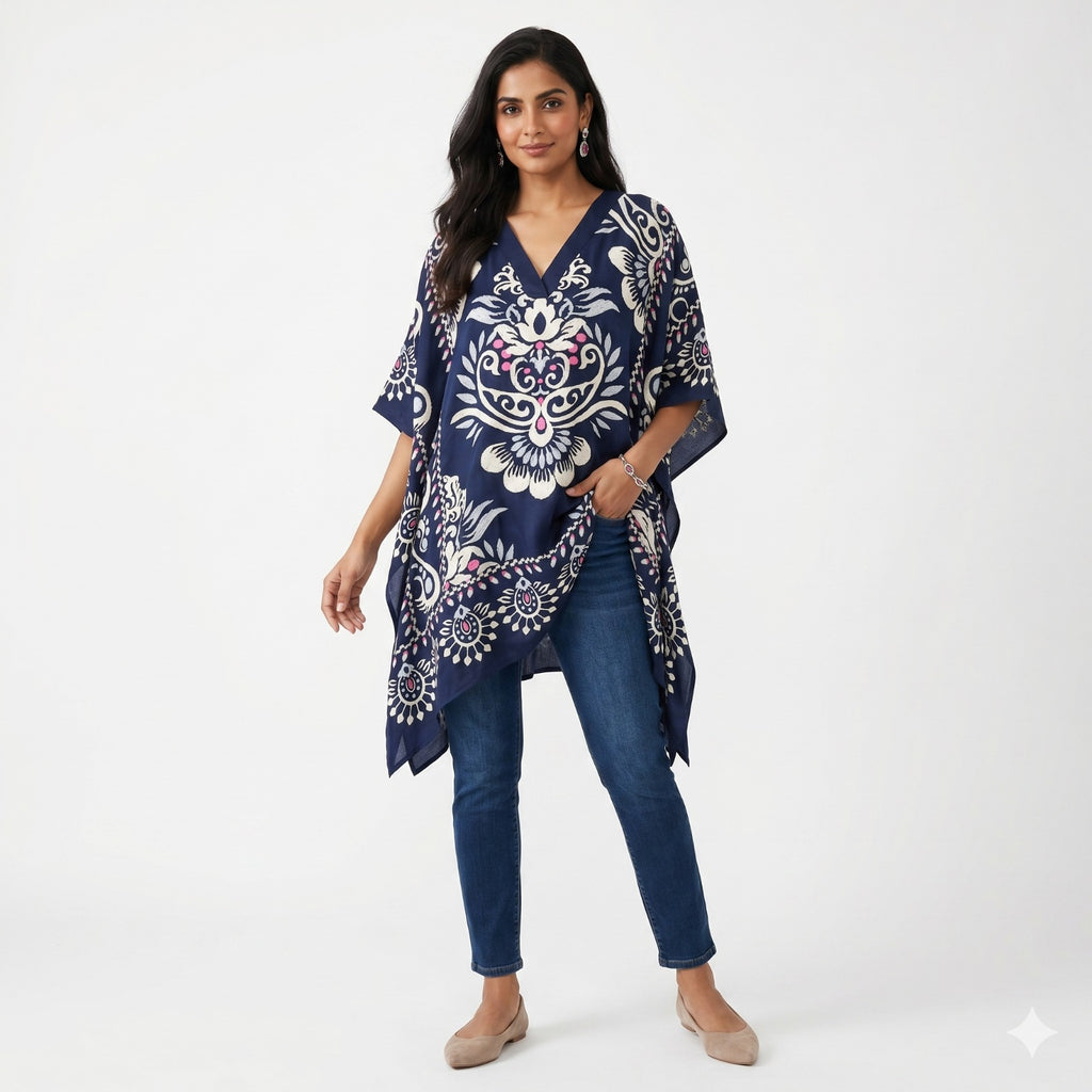 Midnight Mosaic Printed Kaftan Top