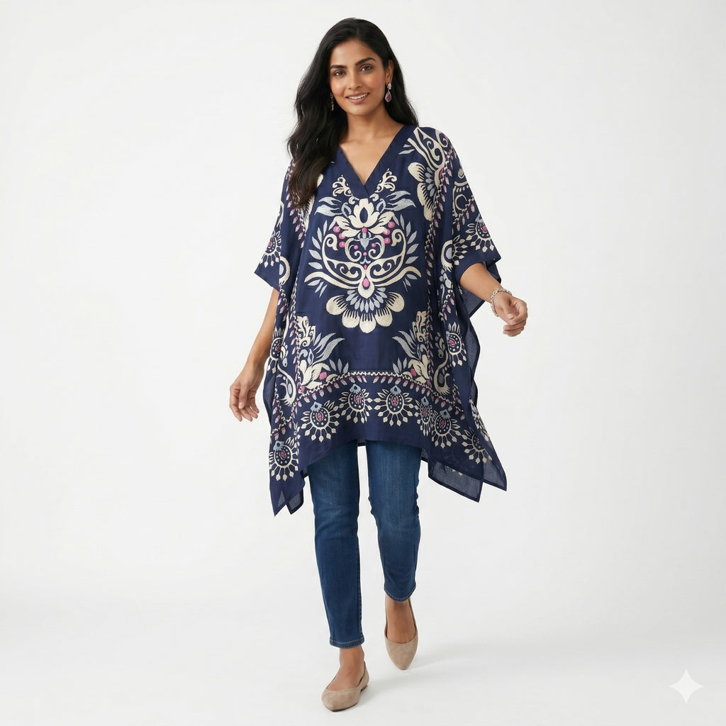 Midnight Mosaic Printed Kaftan Top