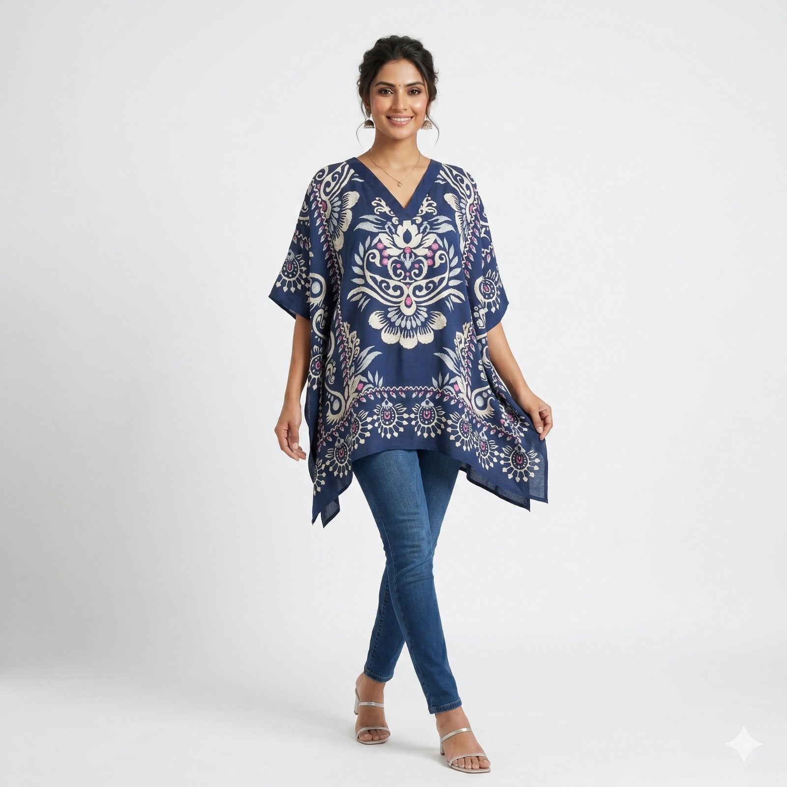 Midnight Mosaic Printed Kaftan Top