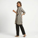 Noir Stripe Embellished Crepe Cord-set