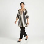Noir Stripe Embellished Crepe Cord-set