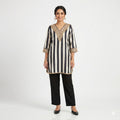Noir Stripe Embellished Crepe Cord-set