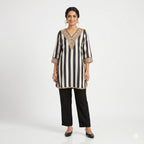 Noir Stripe Embellished Crepe Cord-set