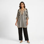 Noir Stripe Embellished Crepe Cord-set