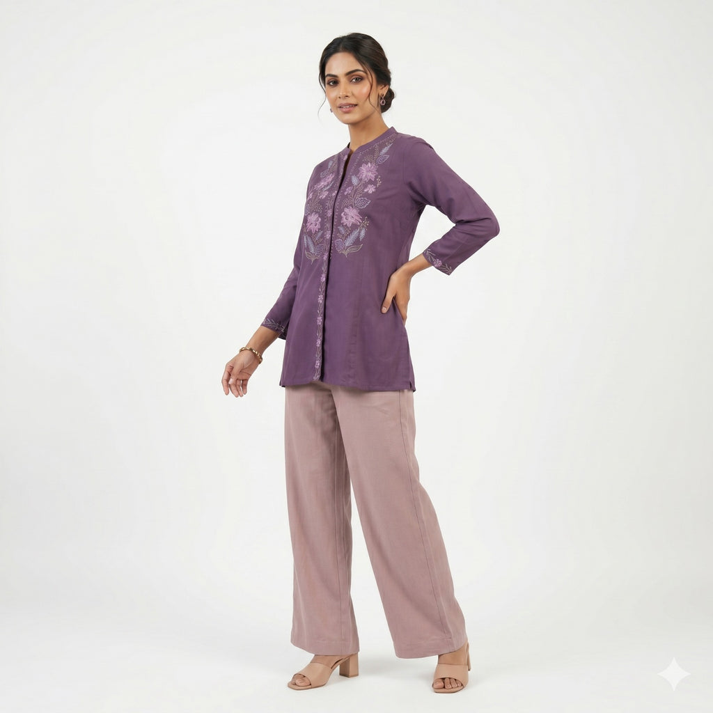 Desert Beige Linen Cotton Flairy Trousers