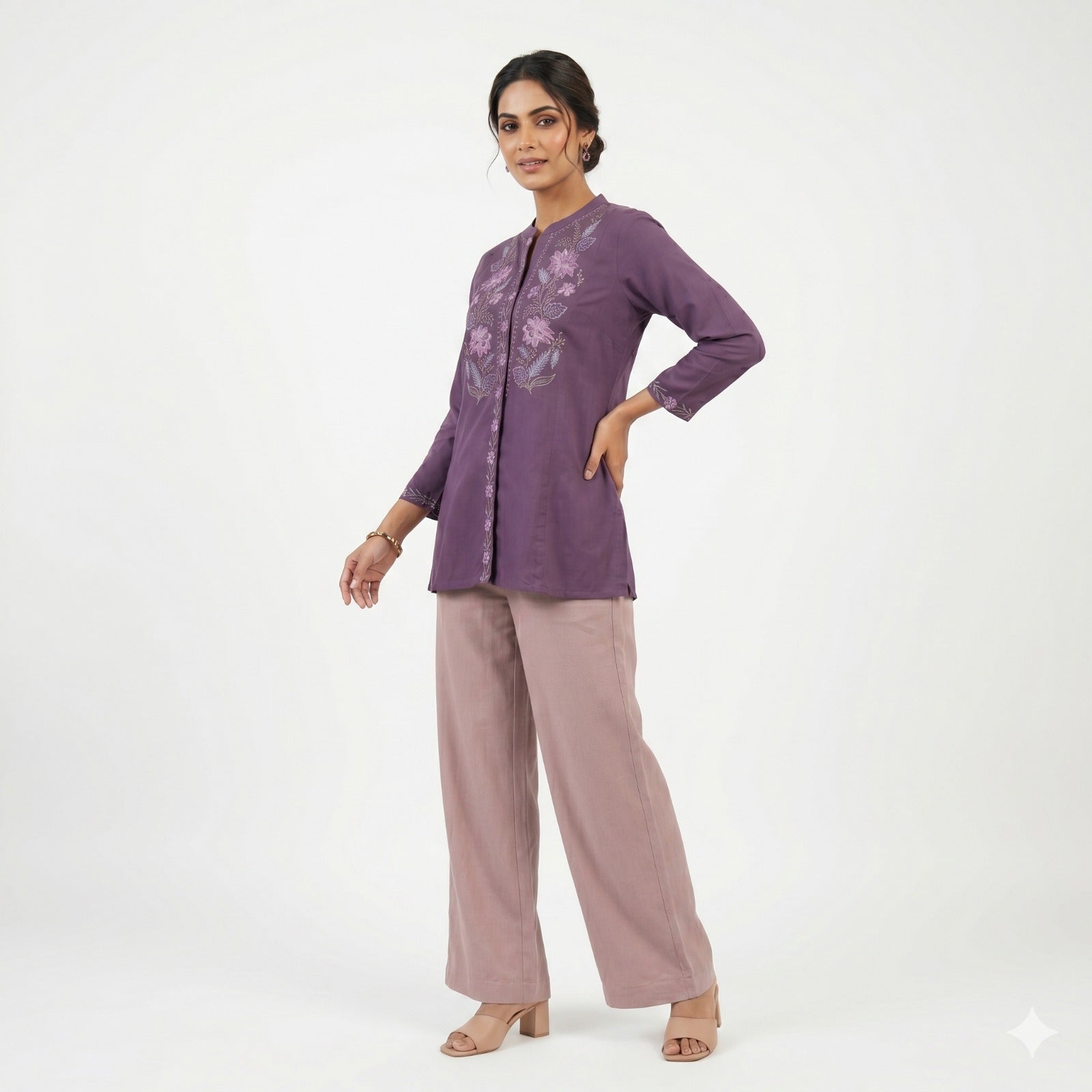 Desert Beige Linen Cotton Flairy Trousers