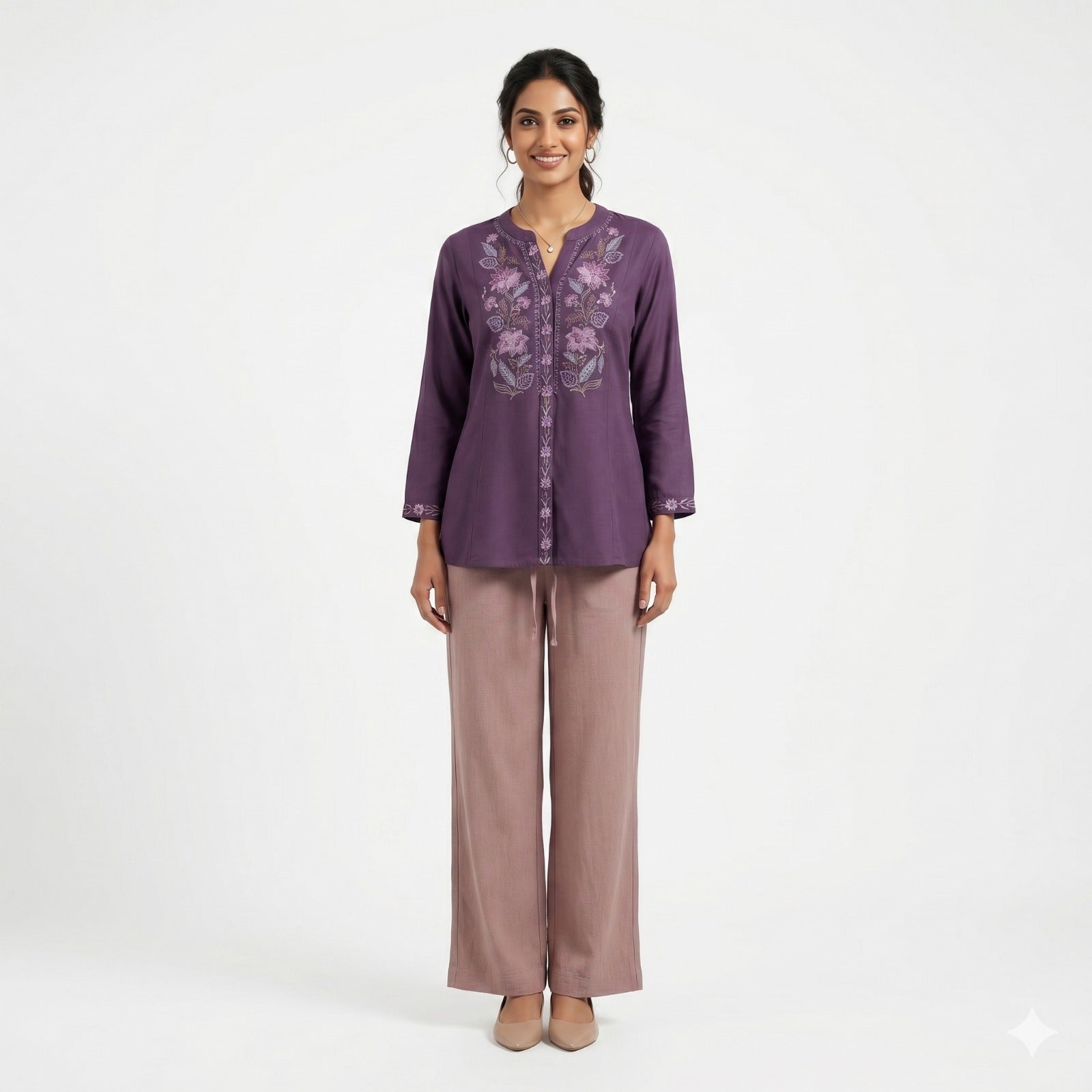 Desert Beige Linen Cotton Flairy Trousers