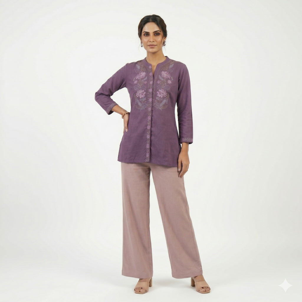 Desert Beige Linen Cotton Flairy Trousers