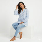Sky Bloom Embroidered Cotton Top
