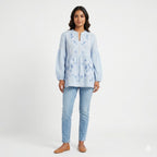 Sky Bloom Embroidered Cotton Top