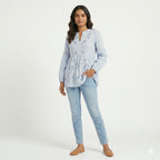 Sky Bloom Embroidered Cotton Top