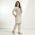 Ivory Geometric Threadwork Cord-set