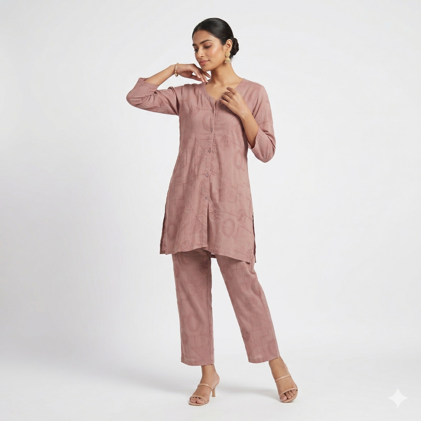 Rosé Aura Embroidered Cord-set