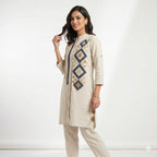 Ivory Geometric Threadwork Cord-set