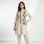 Ivory Geometric Threadwork Cord-set