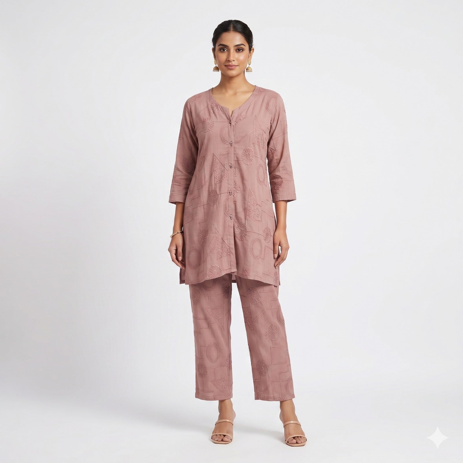 Rosé Aura Embroidered Cord-set