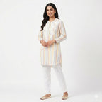 Pastel Stripe Embroidered Cotton Top
