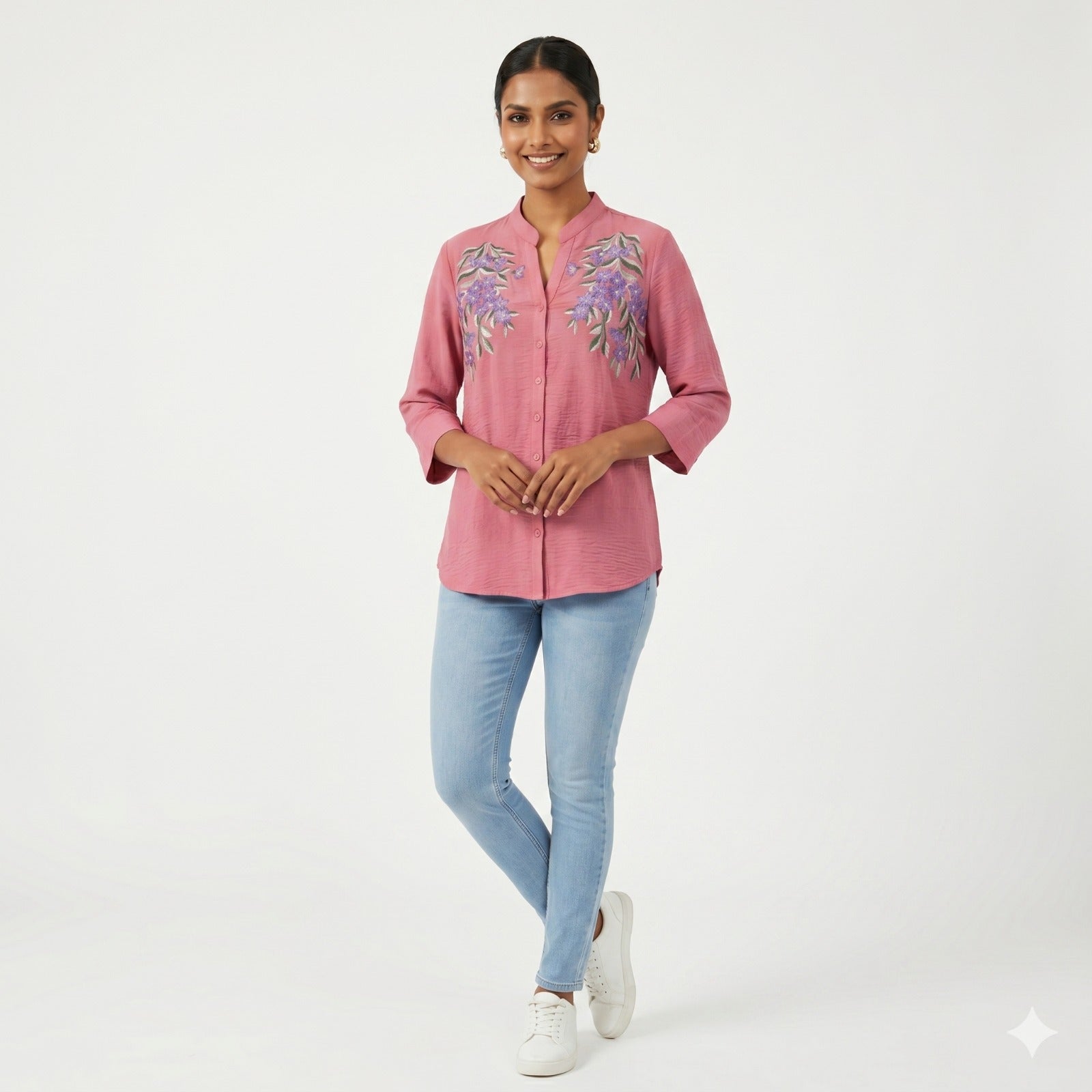 Rosy Bloom Embroidered Cotton Top