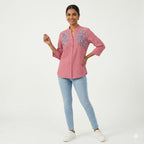 Rosy Bloom Embroidered Cotton Top