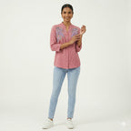 Rosy Bloom Embroidered Cotton Top