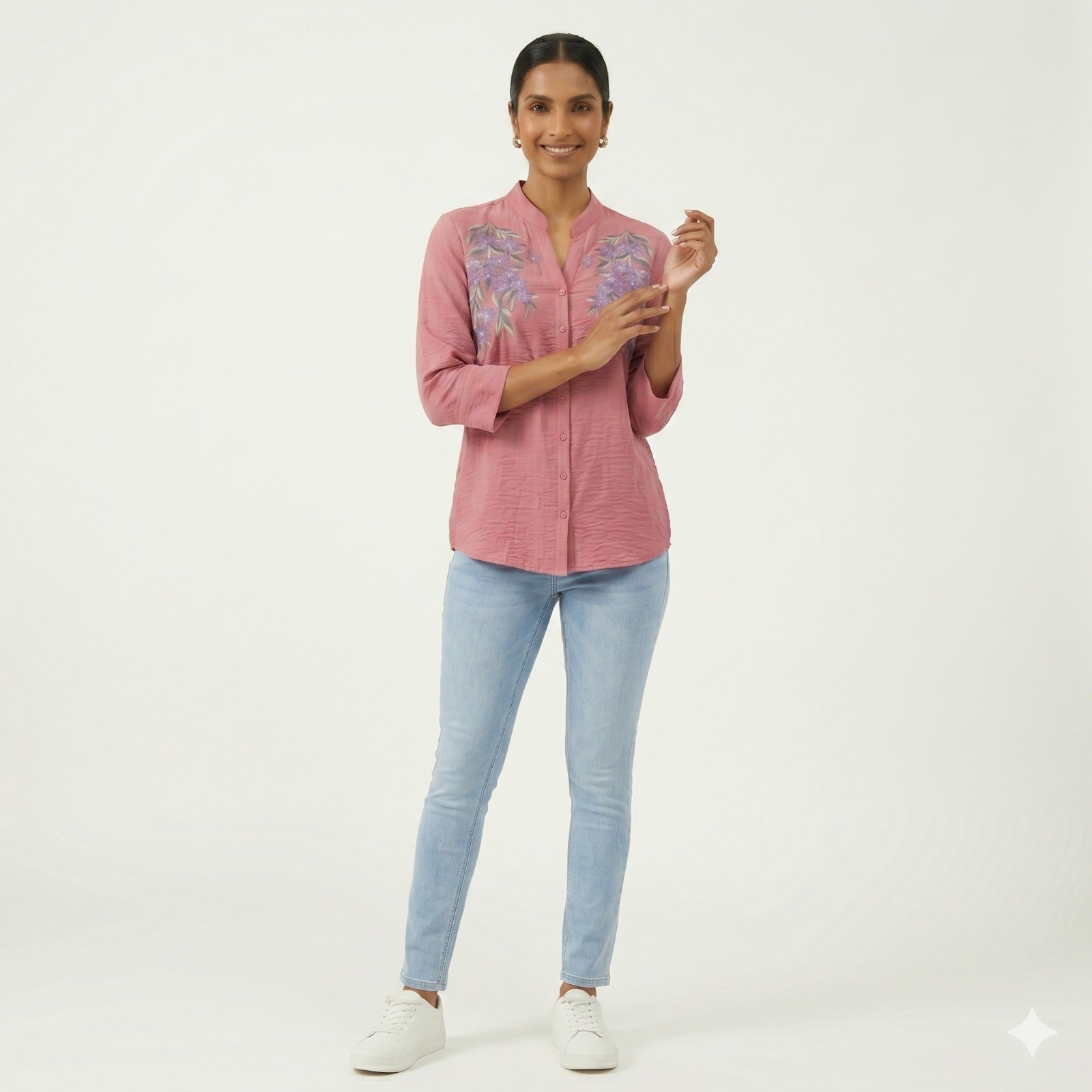 Rosy Bloom Embroidered Cotton Top