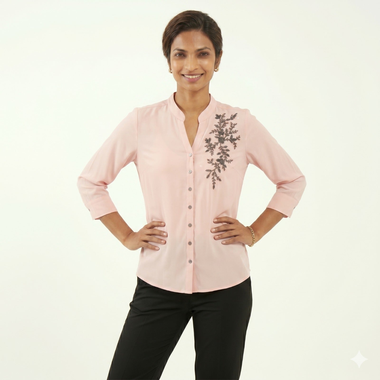 Blush Elegance Beadwork Formal Top