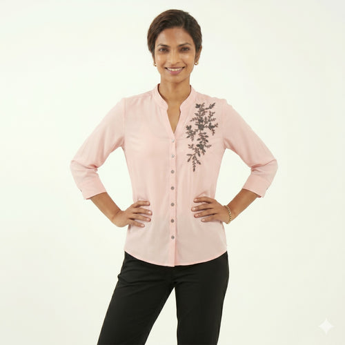 Blush Elegance Beadwork Formal Top