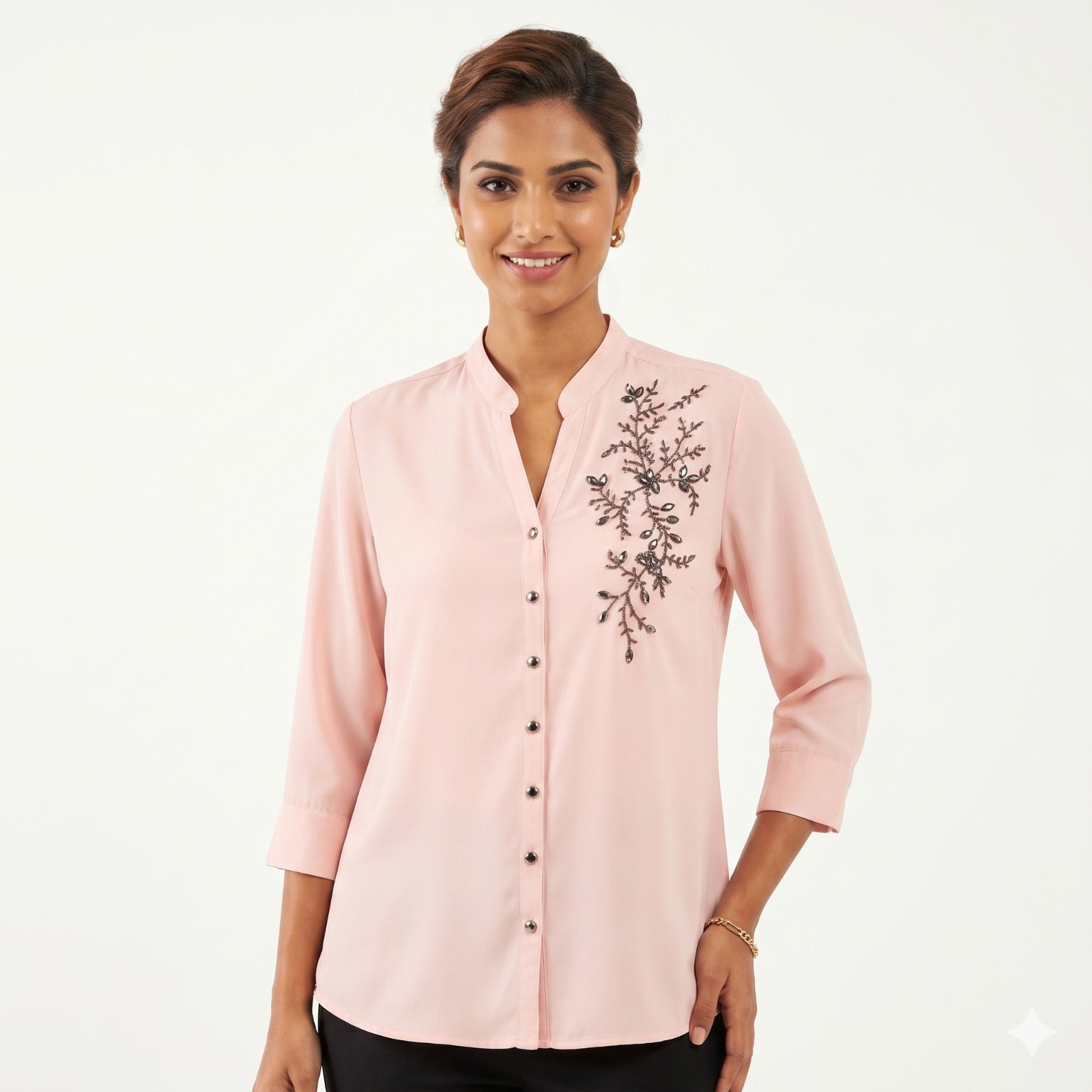 Blush Elegance Beadwork Formal Top