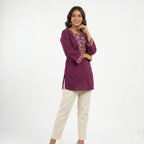 Royal Plum Embroidered Cotton Top
