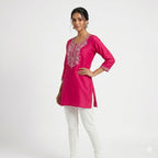 Rani Pink Heritage Embroidered Cotton Top