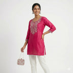 Rani Pink Heritage Embroidered Cotton Top