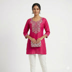 Rani Pink Heritage Embroidered Cotton Top