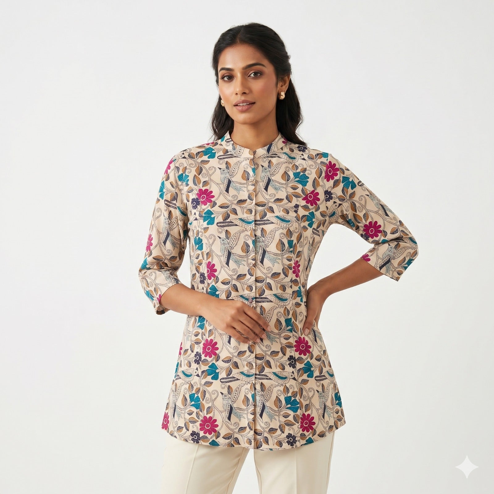 Ivory Garden Cotton Printed Top