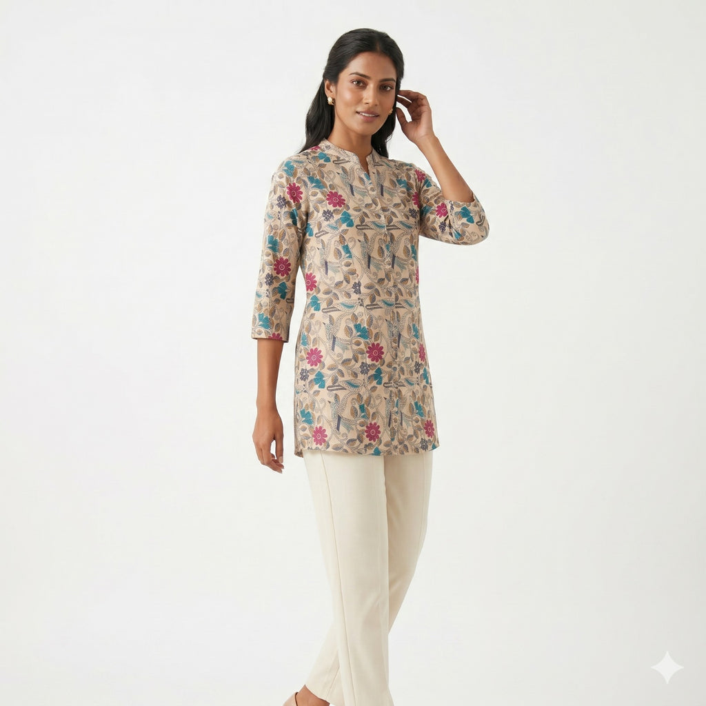 Ivory Garden Cotton Printed Top