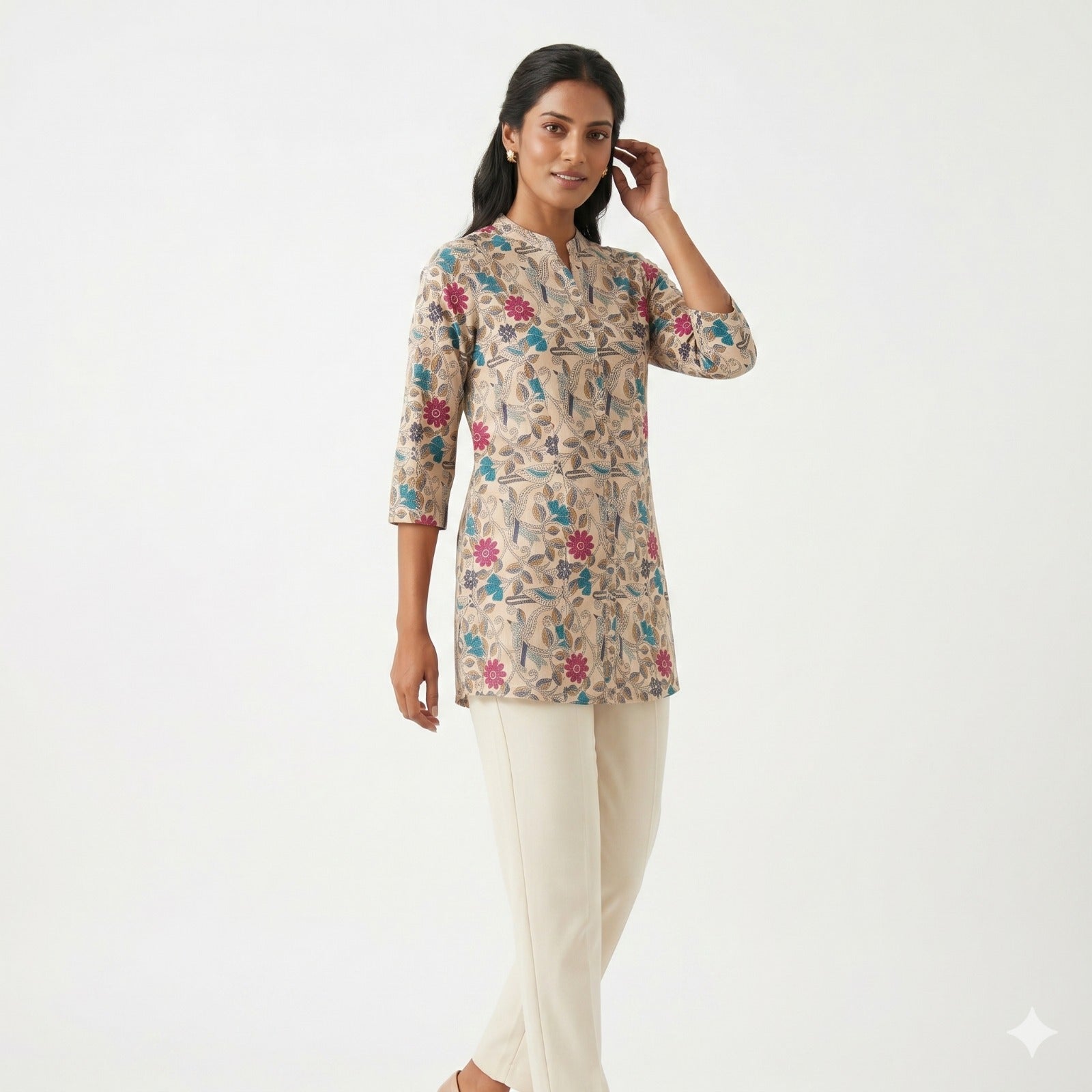 Ivory Garden Cotton Printed Top