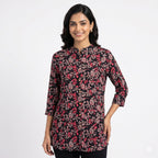 Midnight Bloom Cotton Printed Top